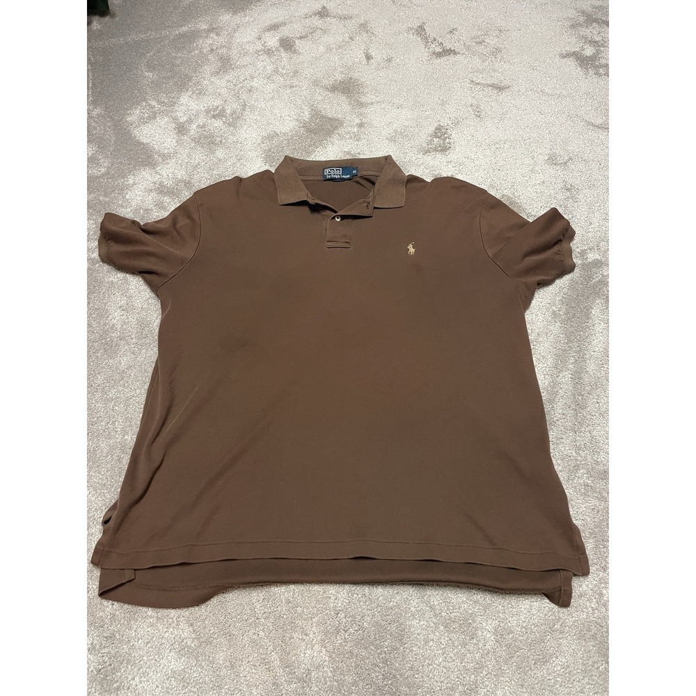 Polo Ralph Lauren Mens XL Brown Short Sleeve Polo Shirt Cotton Logo